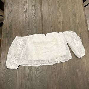 NWOT Guess White Eyelet Lace Off-The-Shoulder Blouse Size S